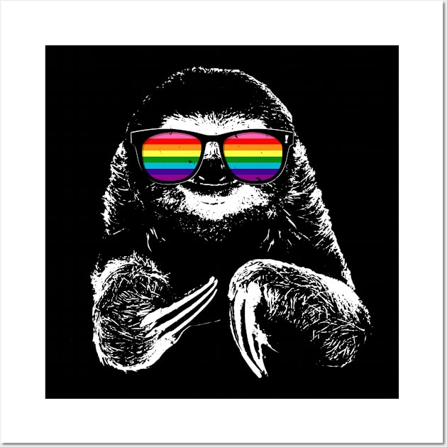 Gilbert Baker LGBTQ Pride Sloth Rainbow Flag Sunglasses Wall Art by wheedesign